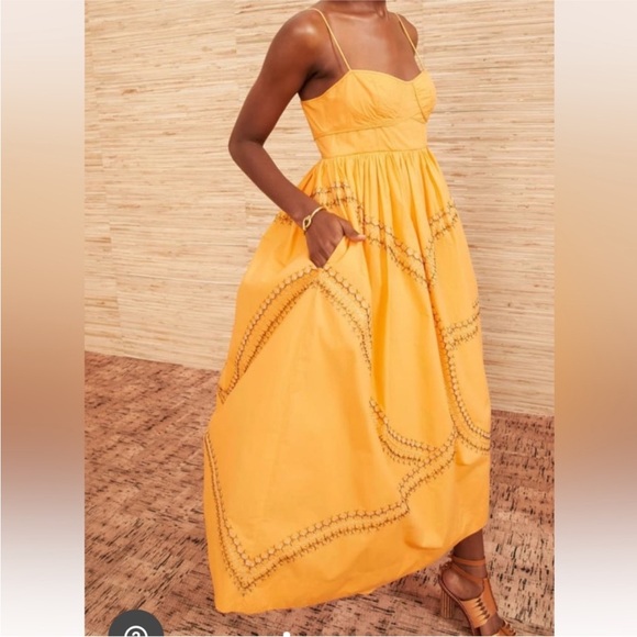 ULLA Johnson Mariza poplin midi dress in papaya size 8 - Picture 4 of 11